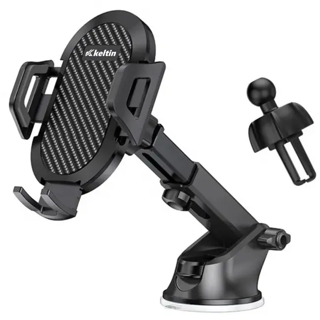 Keltin 3-in-1 telefoonhouder - telescopische arm - 360° draaibaar - zwart
