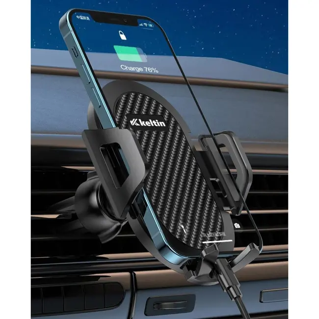 Keltin 3-in-1 telefoonhouder - telescopische arm - 360° draaibaar - zwart