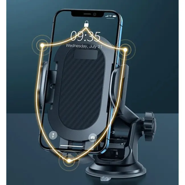 Keltin 3-in-1 telefoonhouder - telescopische arm - 360° draaibaar - zwart