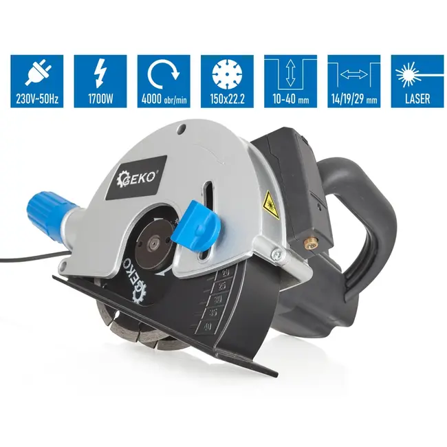 GEKO Muursleuvenfrees - 1700W - Laserprecisie - Diepte- en breedte-instelling - Stofafzuiging