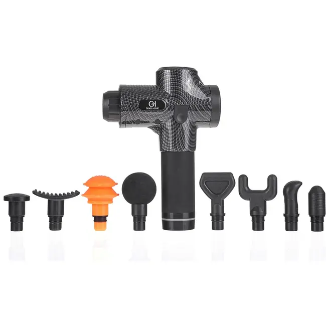 GEKO Massage gun - 8 opzetstukken - 100W - 30 snelheden - 2400mAh batterij - Ergonomisch ontwerp