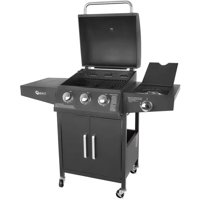 GEKO Gasbarbecue - 4 branders - 11,6 kW - met opbergruimte en wielen