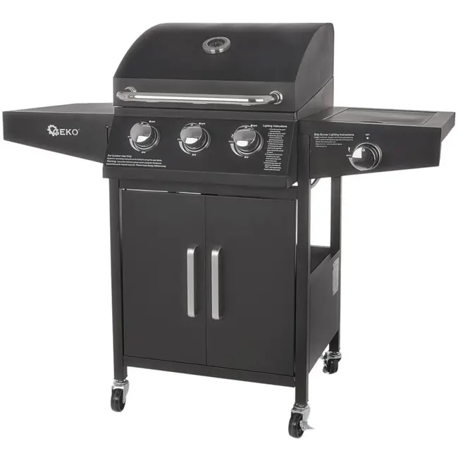 GEKO Gasbarbecue - 4 branders - 11,6 kW - met opbergruimte en wielen