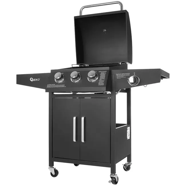 GEKO Gasbarbecue - 4 branders - 11,6 kW - met opbergruimte en wielen