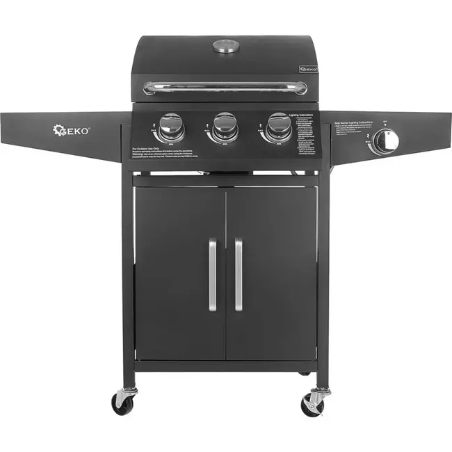 GEKO Gasbarbecue - 4 branders - 11,6 kW - met opbergruimte en wielen