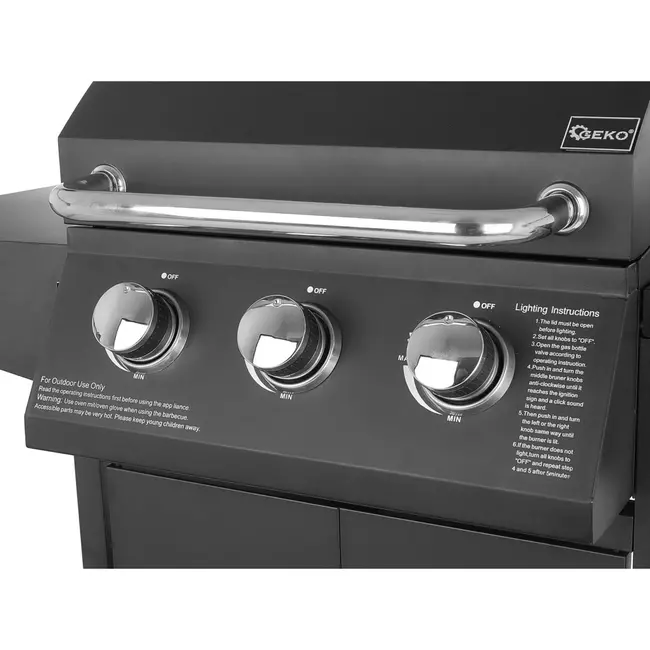 GEKO Gasbarbecue - 4 branders - 11,6 kW - met opbergruimte en wielen