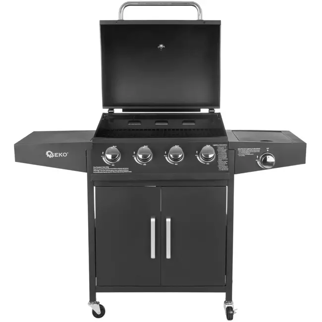 GEKO Gasbarbecue - 5 branders - krachtige 15kW - veelzijdig grillen - mobiel en stabiel
