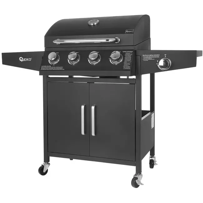 GEKO Gasbarbecue - 5 branders - krachtige 15kW - veelzijdig grillen - mobiel en stabiel