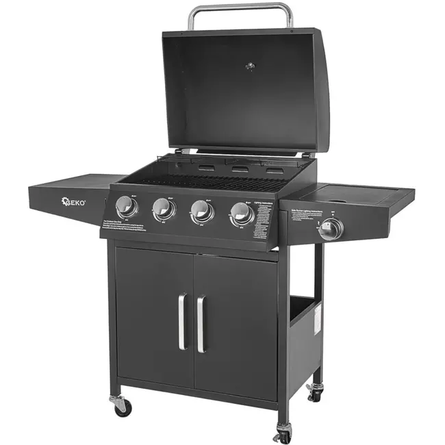 GEKO Gasbarbecue - 5 branders - krachtige 15kW - veelzijdig grillen - mobiel en stabiel