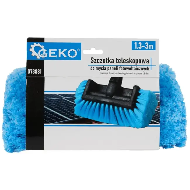 GEKO Telescopische borstel - Zonnepanelen reinigen - 1,3-3 m - Zachte borstelharen - Waterregeling