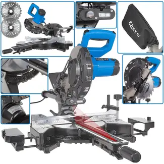 GEKO Krachtige verstekzaag - 1700W motor - 210mm blad - Lasergeleiding - LED-verlichting - Diepteregeling