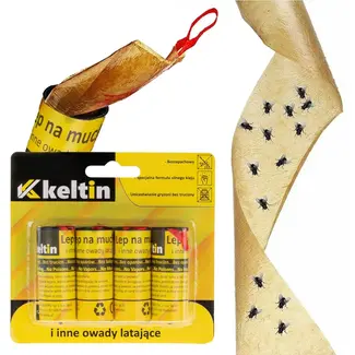 Keltin Vliegstrip - 80 cm - Sterke kleefkracht - Veilig voor binnengebruik - Set van 4 stuks