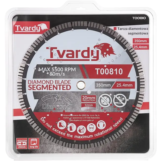 Tvardy Diamantschijf - Segmentprofiel - 350 mm - Voor Bouwmaterialen