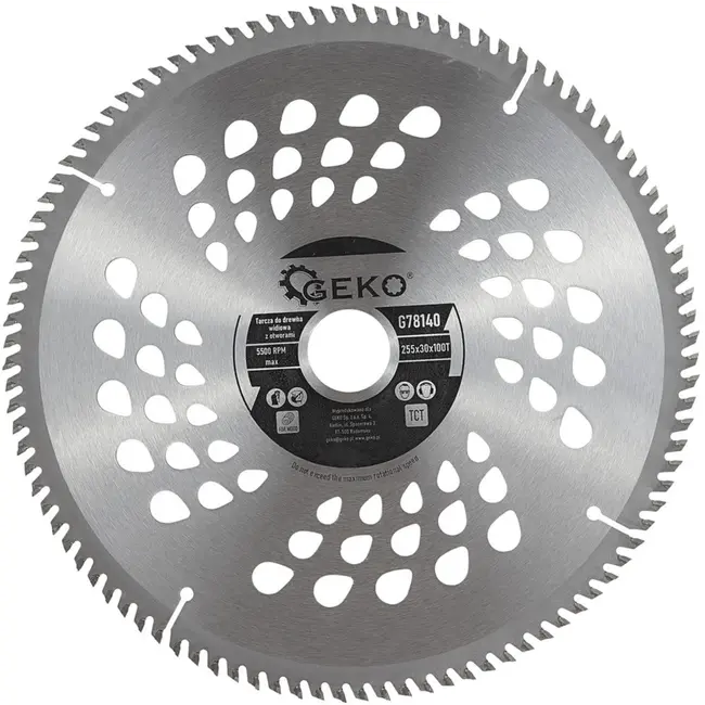 GEKO Zaagblad met gaten - 255 mm - 40T - Tungsten carbide - 30 mm asgat