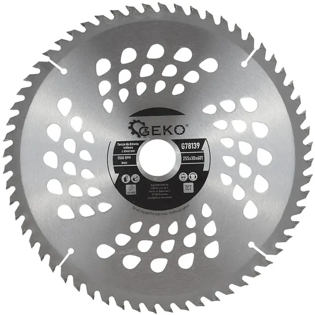 GEKO Zaagblad met gaten - 255 mm - 60 tanden - Tungsten carbide