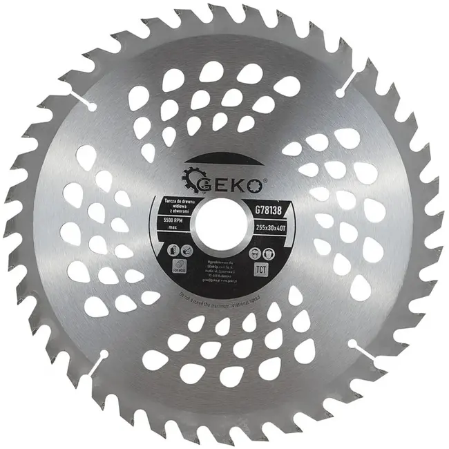 GEKO Zaagblad met gaten - 255 mm - 40 tanden - Tungsten carbide - 30 mm asgat