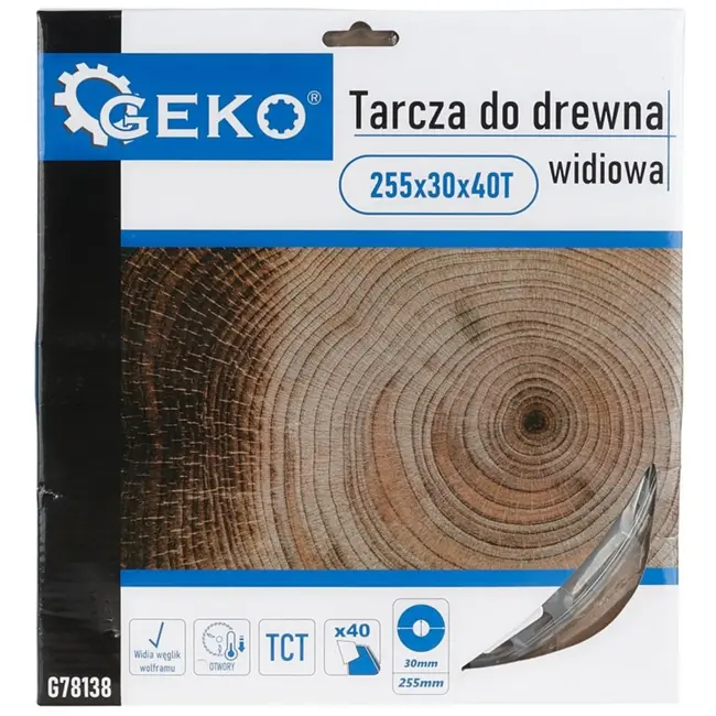 GEKO Zaagblad met gaten - 255 mm - 40 tanden - Tungsten carbide - 30 mm asgat