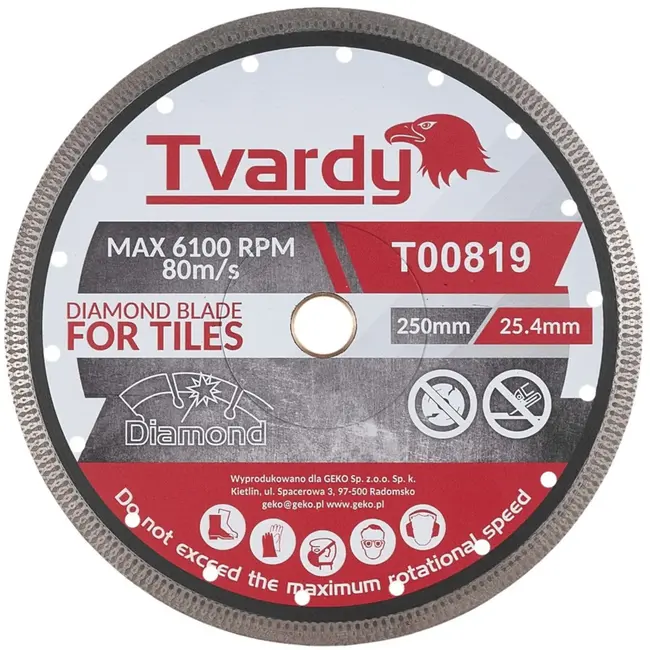 Tvardy Diamantschijf - Gesloten Rand - Voor Gres en Natuursteen - 250 mm - Universeel Gebruik