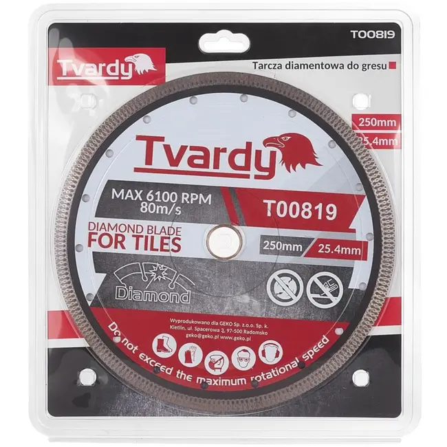 Tvardy Diamantschijf - Gesloten Rand - Voor Gres en Natuursteen - 250 mm - Universeel Gebruik