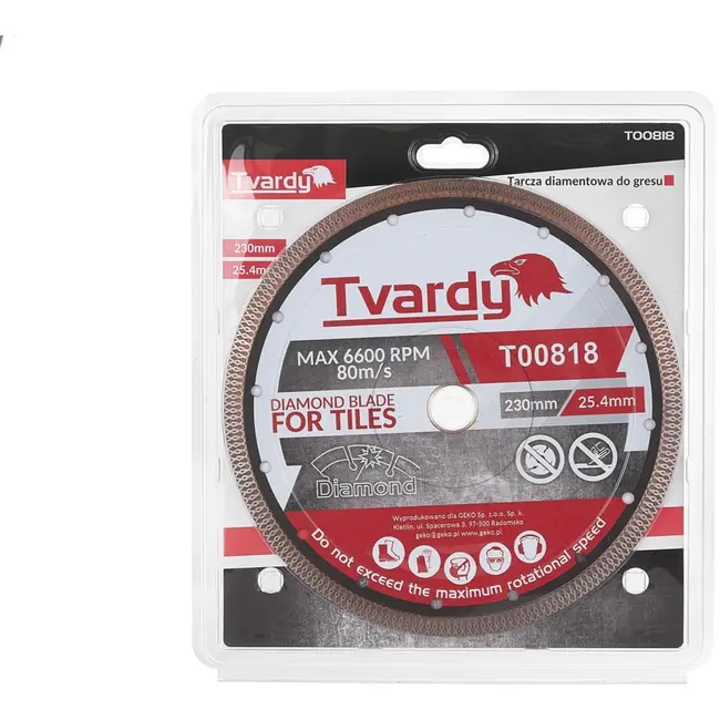 Tvardy Diamantschijf - Gesloten Rand - 230 mm - Voor Hard Materialen