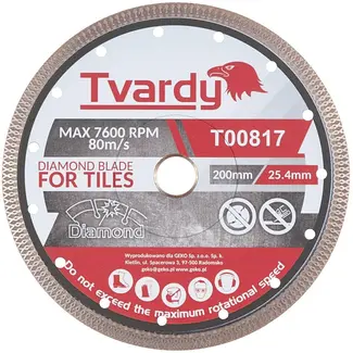 Tvardy Diamantschijf - Gesloten Rand - 200 mm - Voor Hardsteen en Tegels