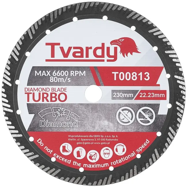 Tvardy Diamantschijf - Turbo profiel - 230 mm - Voor bouwmaterialen
