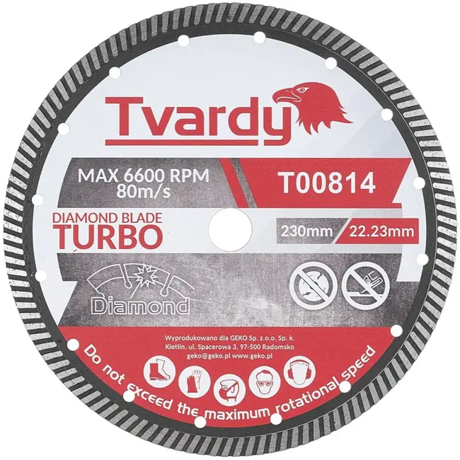 Tvardy Diamantschijf Turbo - 230 mm - Voor Bouwmaterialen - 10 mm Segmenthoogte