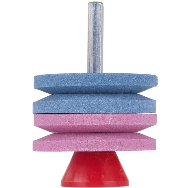 GEKO Dubbele messenslijper - veelzijdig - 4 slijpstenen - 53 mm - voor boormachine