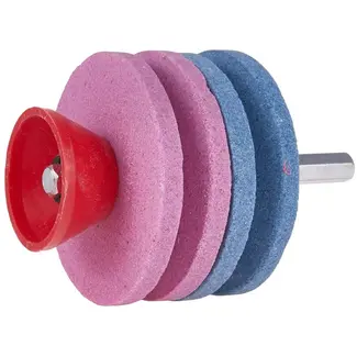 GEKO Dubbele messenslijper - veelzijdig - 4 slijpstenen - 53 mm - voor boormachine