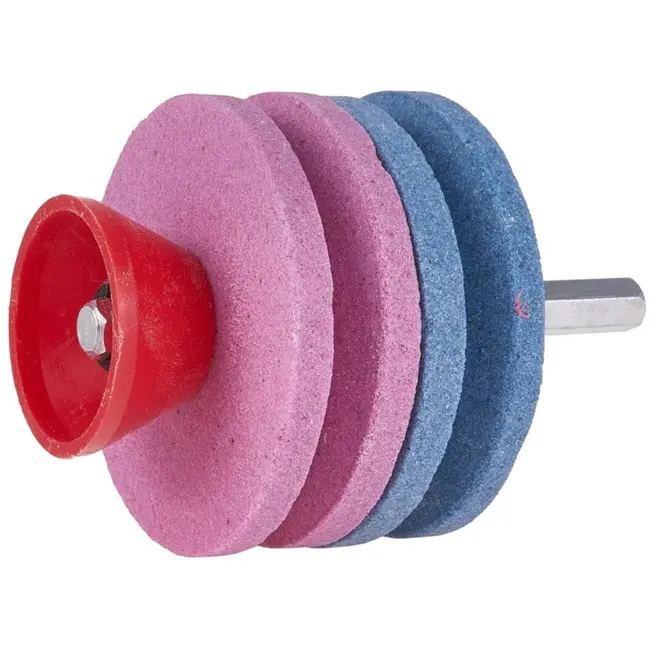 GEKO Dubbele messenslijper - veelzijdig - 4 slijpstenen - 53 mm - voor boormachine