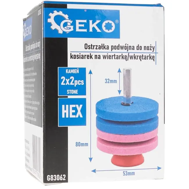 GEKO Dubbele messenslijper - veelzijdig - 4 slijpstenen - 53 mm - voor boormachine