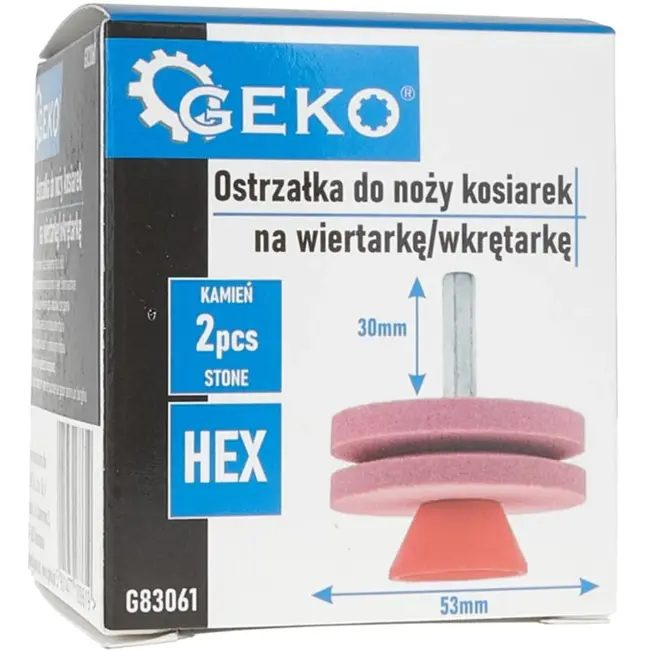 GEKO Lawnmower Bladenslijper - 2x53 mm - HEX Bevestiging - Voor Boormachines
