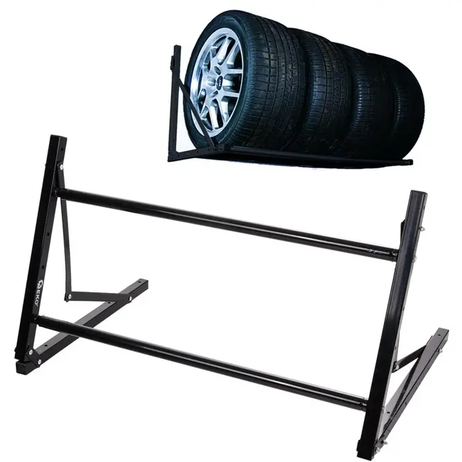 GEKO Opvouwbare bandenhouder - verstelbaar 81-120 cm - 100 kg draagkracht - ruimtebesparend ontwerp