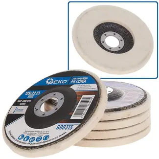 GEKO Vilt polijstschijf - 125 mm - Voor metaalbewerking en meer - 5 stuks