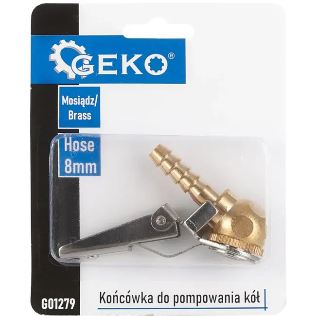 GEKO Inflator ventielkoppeling - messing - 8mm - clip-on - duurzaam en corrosiebestendig