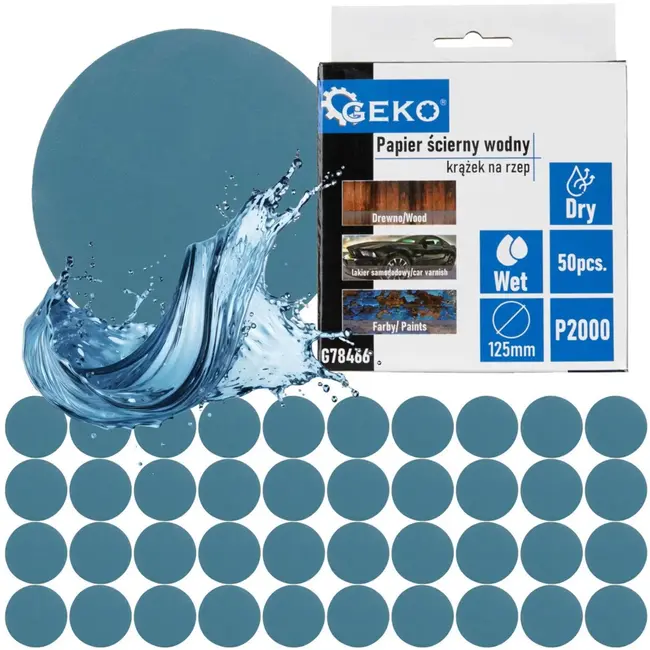 GEKO Waterdichte schuurschijf - 125 mm - P2000 - 50 stuks - Voor nat en droog schuren