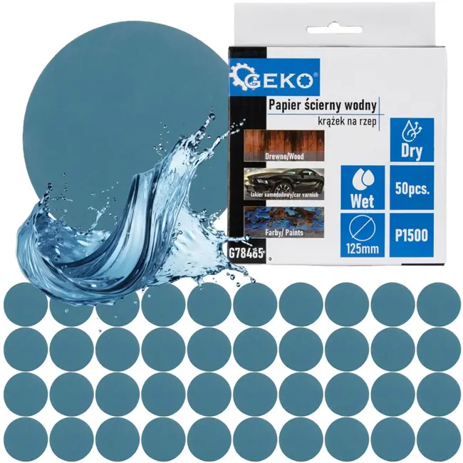 GEKO Waterproof schuurpad - 125 mm - P1500 - nat en droog schuren - 50 stuks