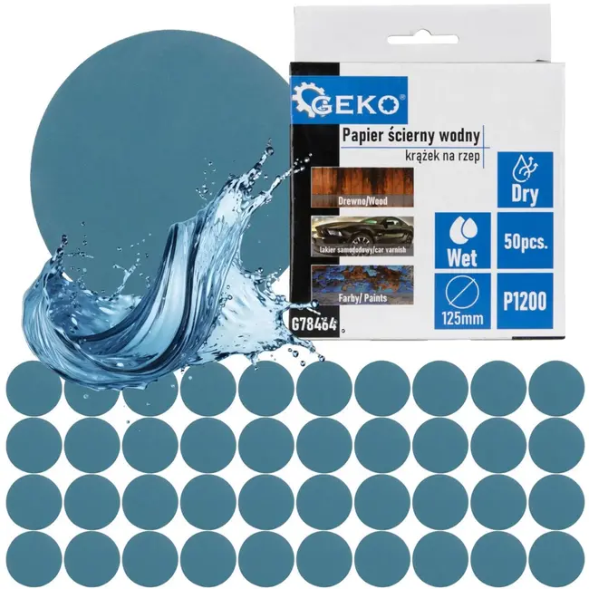 GEKO Waterdichte schuurdiscs - 125 mm - P1200 - 50 stuks - Voor nat en droog schuren