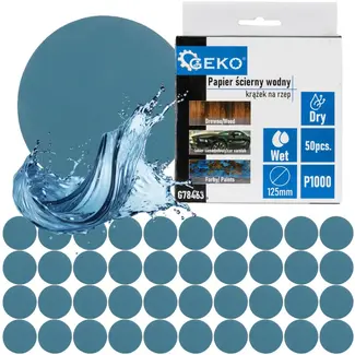 GEKO Waterproof schuurpapier schijf - 125 mm - P1000 - nat en droog schuren - 50 stuks