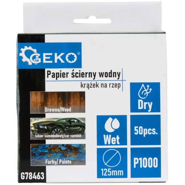GEKO Waterproof schuurpapier schijf - 125 mm - P1000 - nat en droog schuren - 50 stuks
