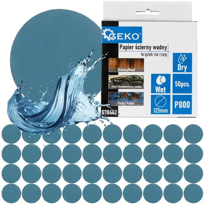 GEKO Waterproof schuurschijf - 125 mm - P800 - nat en droog schuren - 50 stuks