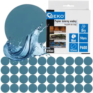 GEKO Waterproof schuurpapier schijf - 125 mm - P600 - nat en droog schuren - 50 stuks