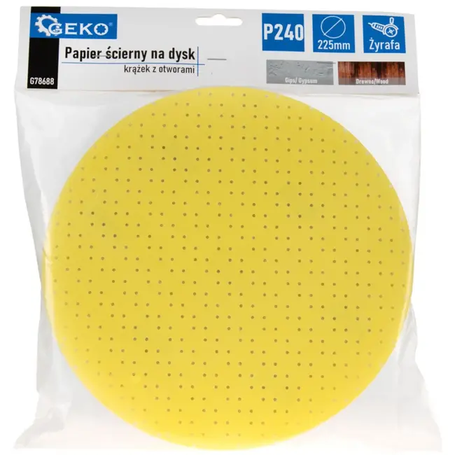 GEKO Aluminiumoxide schuurdisc - 225mm - P240 korrel - Geel - 10 stuks