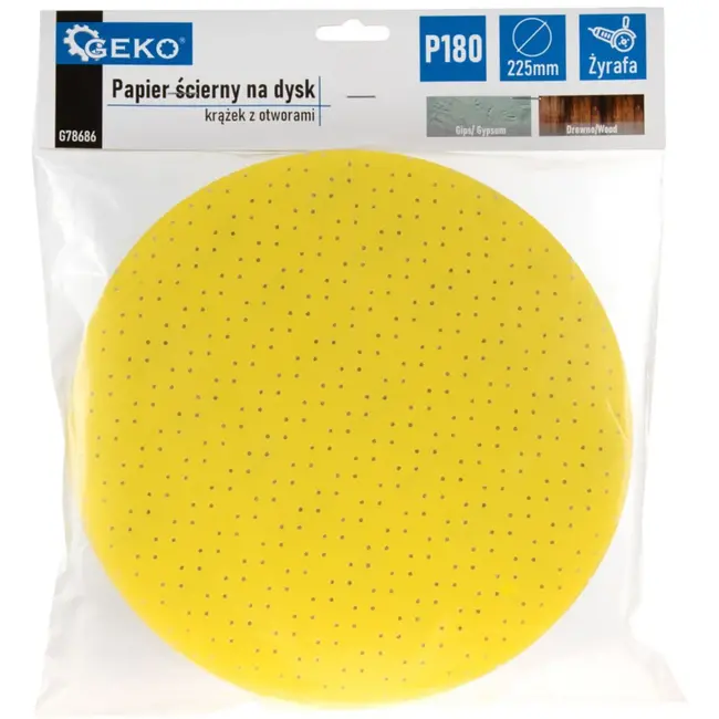 GEKO Schuurdisc - Aluminiumoxide - 225mm - P180 - Geel - 10 stuks