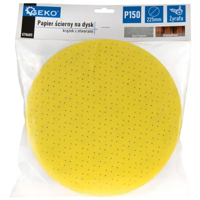 GEKO Aluminium oxide schijf - 225mm - P150 korrel - 10 stuks - Geperforeerd voor stofafzuiging