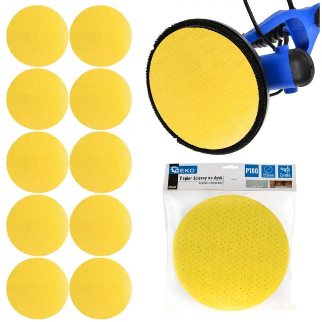 GEKO Schuurdisc - Aluminiumoxide - Perforaties - 225mm - Korreling 100 - 10 stuks