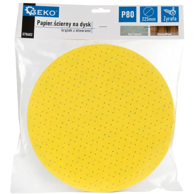 GEKO Aluminiumoxide schijf - 225mm - P80 korrel - Geperforeerd - 10 stuks