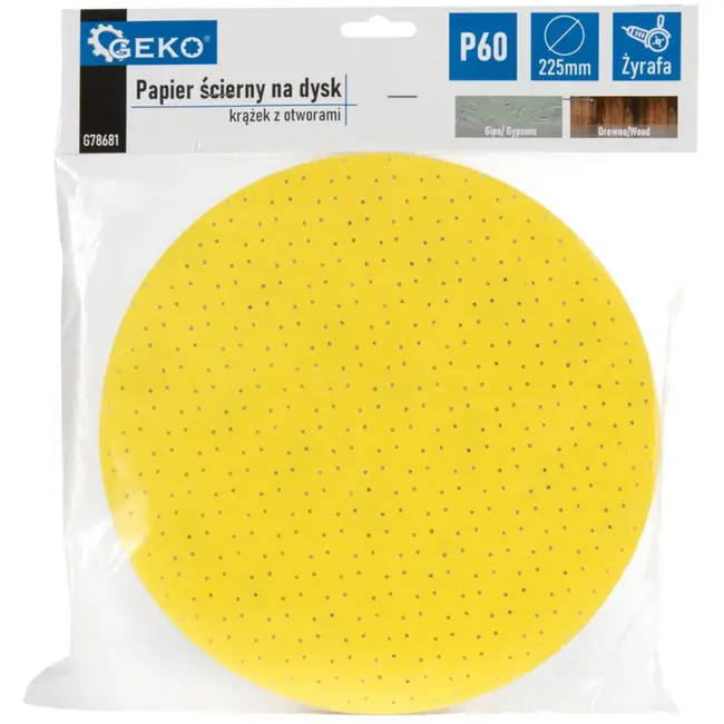 GEKO Schuurdisc - Aluminiumoxide - 225mm - Korrel 60 - Geel - 10 stuks