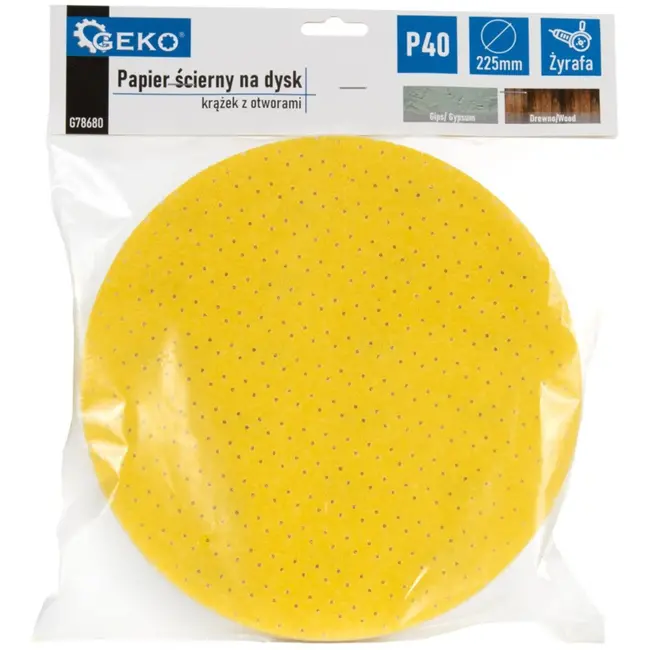 GEKO Schuurdisc - Aluminiumoxide - 225mm - Korrel 40 - Geel - 10 stuks