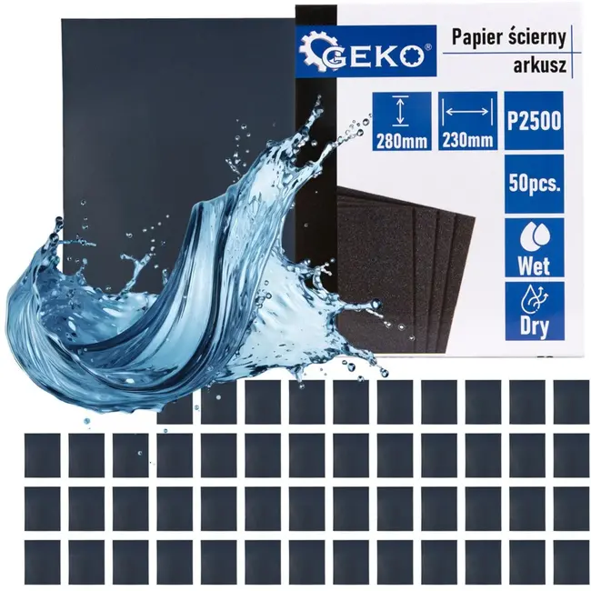 GEKO Waterproof schuurpapier - P2500 - 230x280mm - Voor nat en droog gebruik - 50 stuks